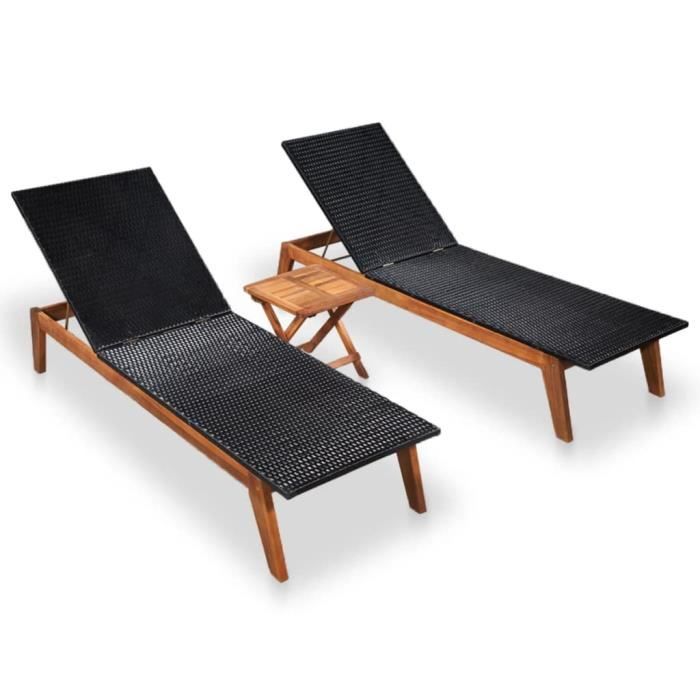 Chaise Longue De Jardin Fauteuil De Jardin Bain De Soleil Transat Chaise Camping 2 Pcs Avec Table Resine Tressee Et Bois D Acacia Achat Vente Chaise Longue Chaise Longue De Jardin Cdiscount