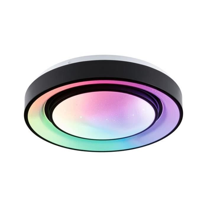 Plafonnier LED - PAULMANN - Rainbow - Métal Noir - Ø 37 5 cm - Télécommande IR Plafonnier LED - PAULMANN - Rainbow - Métal Noir - Ø 37 5 cm - Télécommande IR