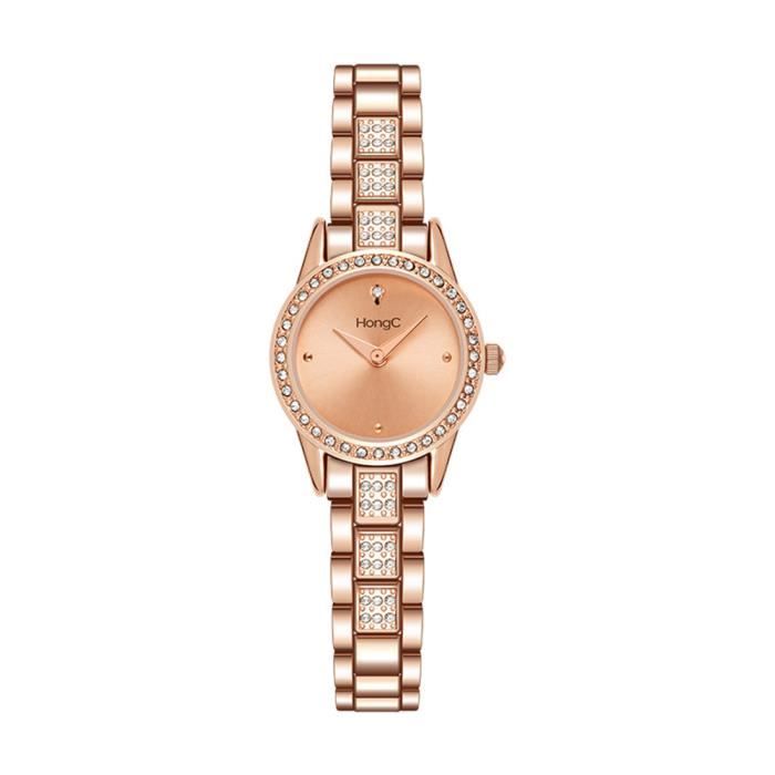 Montre RMEGA Quartz Etanche 50m Acier inoxydable Bracelet en Or  Rose Cadran Rose - Main Image