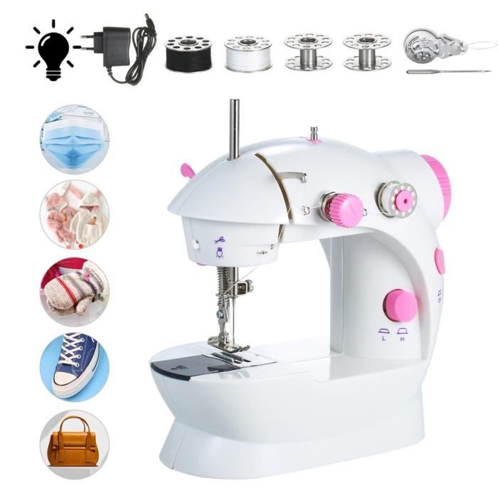 Mini Machine à Coudre électrique Domestique - Avec Pédale, Table D'extension, Enfile-aiguille - Parfaite Débutants Et Petites Réparations (Prise UE)