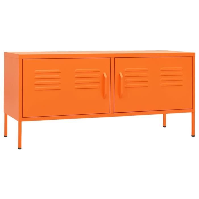 meuble tv orange 105x35x50 cm acier - salutuya - bd56046