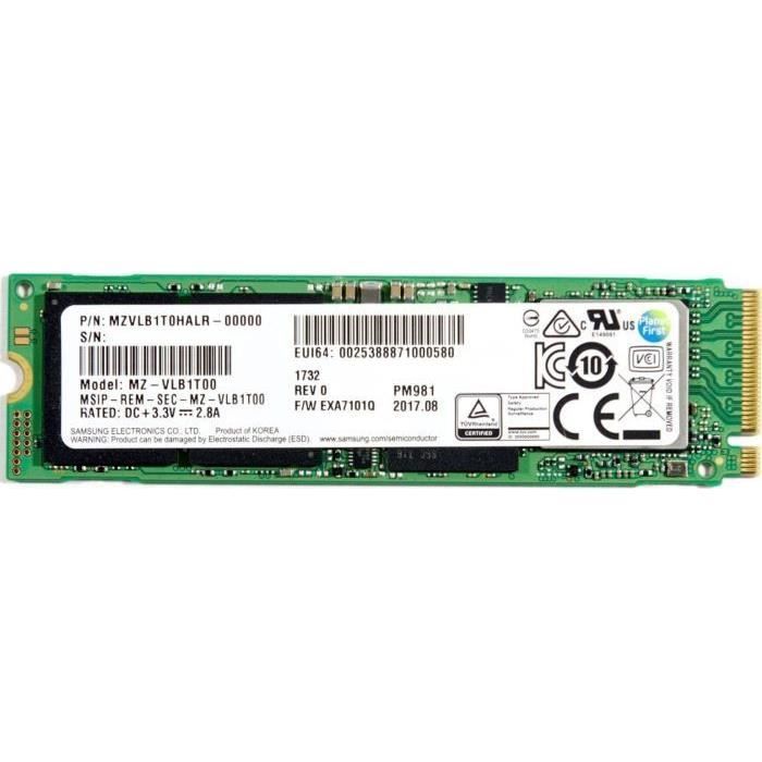 Samsung PM981 Polaris 1TB M.2 NGFF PCIe Gen3 x4, NVME Solid state drive SSD, OEM (2280) MZVLB1T0HALR-00000