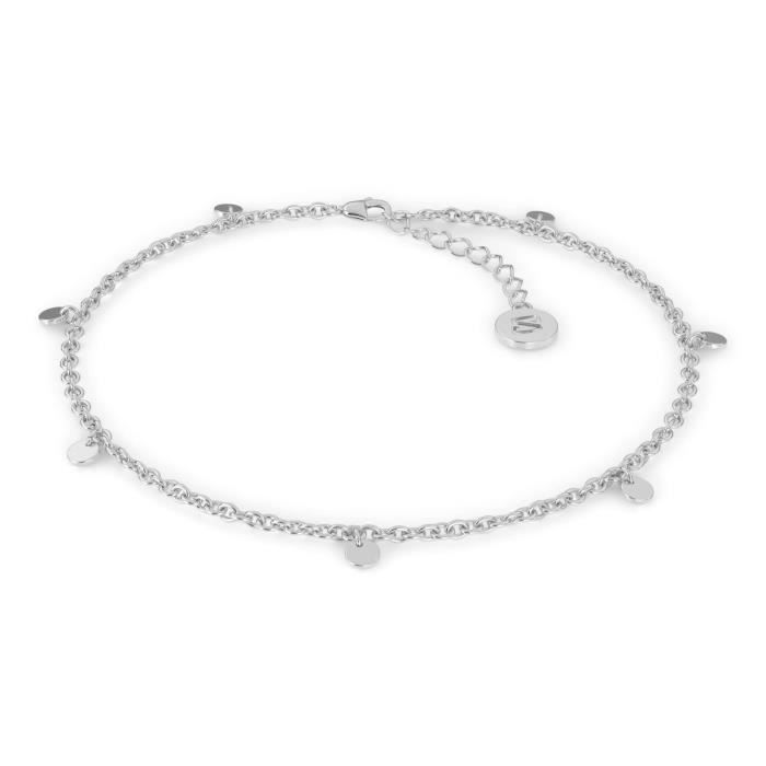 SERASAR - Bracelet de cheville en argent sterling pour femme Coin - Argent - Cadeau de bijoux de mariage pour sœur ou amie