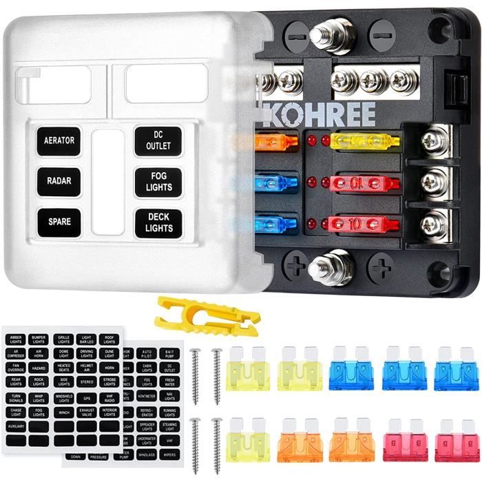 Porte-Fusible Micro Voiture Adaptateur Lame Porte-Fusible Add-A-Circuit Avec 6 Pièces à Lame 5A 10A 15A 1 Pièce De Extracteur