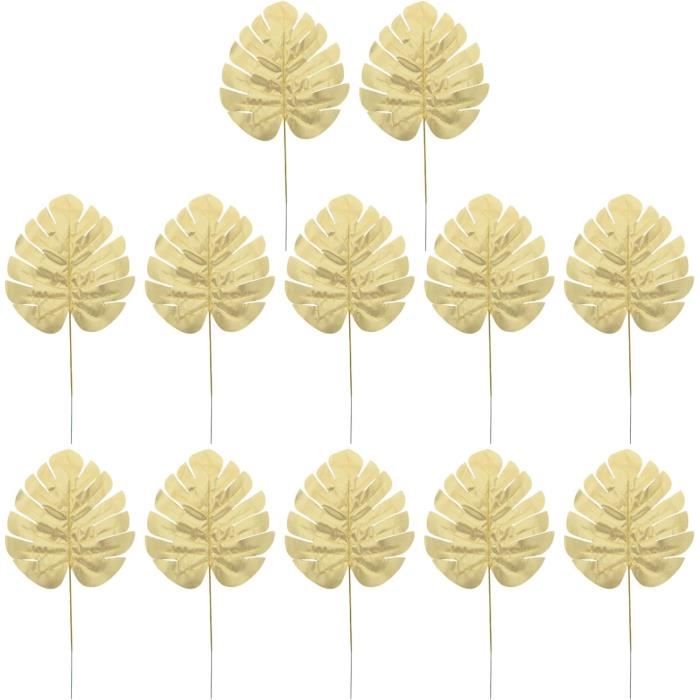Lot De 12 Grandes Feuilles De Palmier Artificielles Tropicales - Décoration D'intérieur Et D'extérieur - 51x24 Cm - Vert - 12