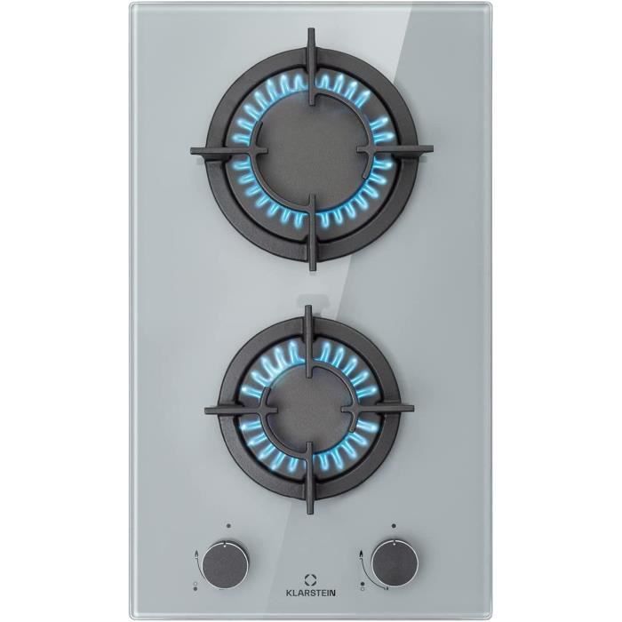 Klarstein Table de Cuisson à Gaz, Plaque de Cuisson Gaz à 2 Brûleurs