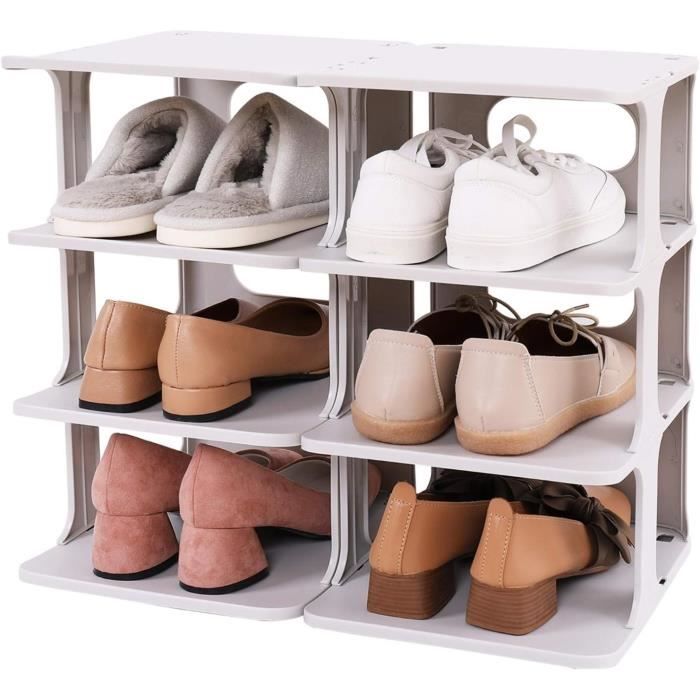 4 Boîtes à Chaussures Empilables Transparentes – Plastique PP, 32x21.5x12.5 Cm, Gain De Place