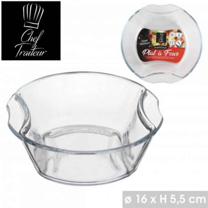 PYREX Plat rond en verre avec couvercle plastique 14 x 12 cm Cook and