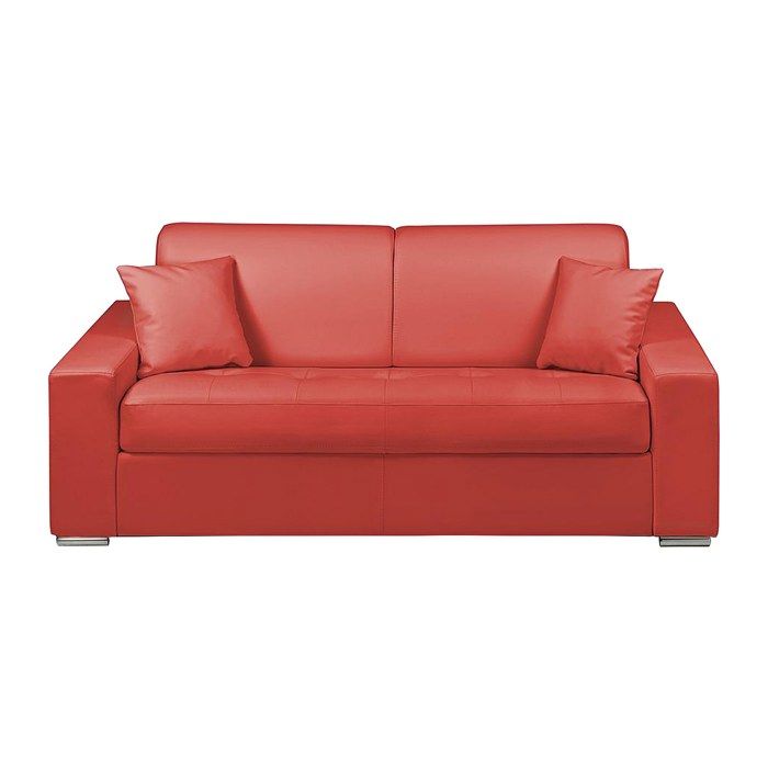 Canapé 3 places convertible express en simili - Rouge - Couchage à lattes larges 140 cm - Matelas 14 cm EMIR