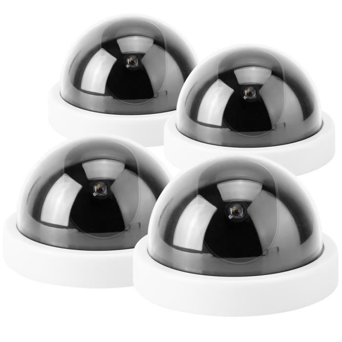 4 caméras analogiques à dôme caméras de sécurité fictives CCTV avec LED clignotante (blanc) DQFRANCE