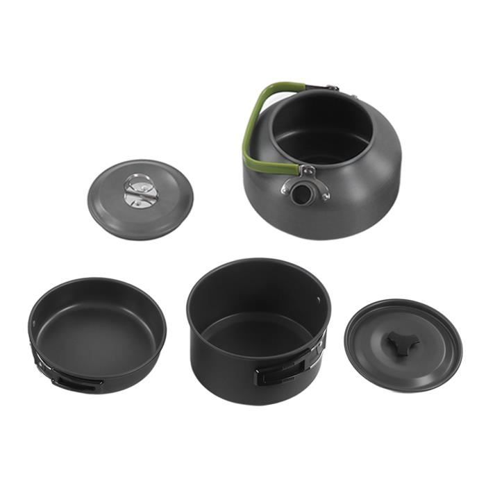 Hasaller Kit De Cuisine Camping – 3 Pièces Gigognes En Aluminium, Antiadhésif, Coupe-vent, 19x12x19,5 Cm, 462 G – Léger Pour Rando Et Trekking