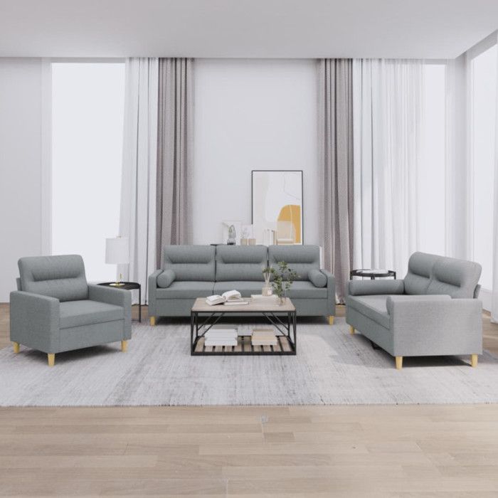 vidaXL Ensemble de Canapés avec Coussins 3 pcs Canapés avec Accoudoirs Ensemble de Meubles Mobilier de Salon Moderne 3201552