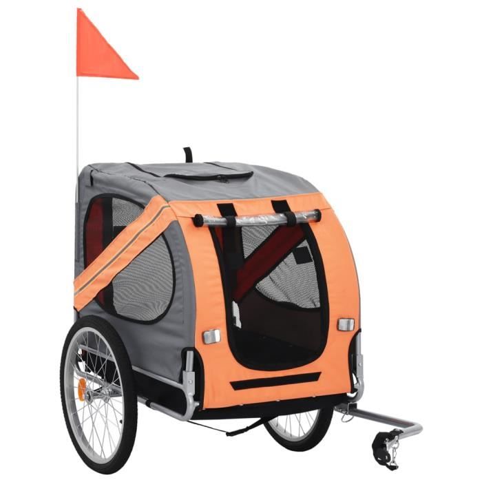 vidaXL Remorque de vélo pour chiens Orange et gris