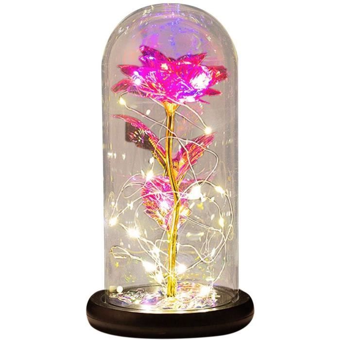Rose Éternelle Sous Cloche LED - Ornement Enchanté, Cadeau Romantique Pour Femme Maman