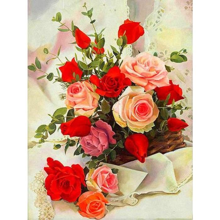 Peinture Diamant - Lis Rose 40x50cm, Kit Créatif Adulte Avec Toile HD Et Strass, Décoration Zen Et Cadeau Fait Main - 8