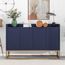 Buffet Moderne Merax 4 Portes – Noir Avec Accents Dorés, Poignées Métal, étagères Réglables – Pour Salon, Salle à Manger - 1
