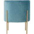 Tabouret design velours Art Deco Living - Bleu-1