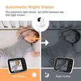 Babyphone vidéo Moniteur Bébé sans Fil avec Rotation 360°, Zoom Panoramique à Distance Vision Nocturne Surveillance de la Températur-1
