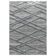 Tapis de Salon de fil bouclé design à poils ras motif de Lignes Grille 3-D Gris 200 x 290 cm-1