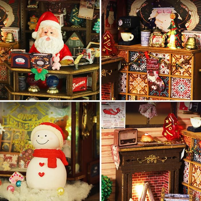 Chalet De Noël Lumineux En Bois - Décoration LED Miniature Pour Bureau, Étagère, Ambiance Féerique - 10
