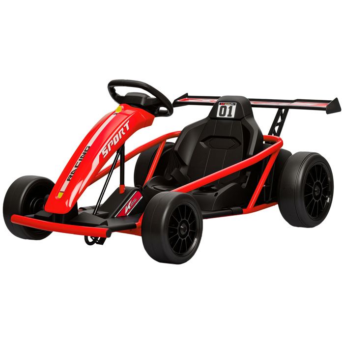 Voiture électrique GoKart kart électrique pour enfants 2 x 24 V moteurs mode dérive à 13 km/h 119 x 77 x 54 cm rouge - Jeux - Jouets