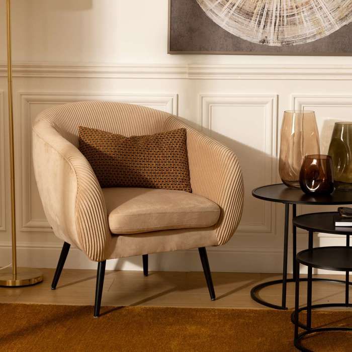 Fauteuil de relaxation Atmosphera Fauteuil velours kaki Solaro
