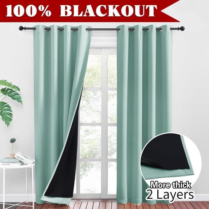 Rideau Occultant Thermique 360x200 Cm - Noir - Tissu Polyester 230g/m², œillets 4cm - Isolation Lumière, Froid Et Bruit