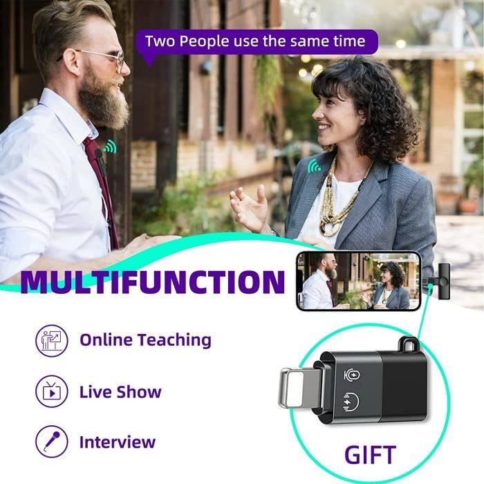 Micro Cravate Sans Fil Avec Boîtier Charge – Réduction De Bruit, 36h Autonomie, Pour IPhone, Android, Streaming