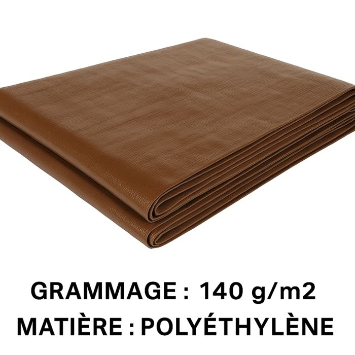Bâche à Bûches Terre Jardin 140g/m² - 2x8m Marron, Anti-UV, Oeillets