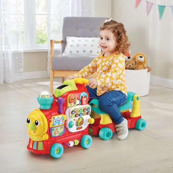 VTech - Maxiloco, Mon Trotti Train 7 en 1, Trotteur Pousseur Bébé, Porteur  Évolutif, Tableau d'Éveil Interactif Détachable, Blocs de Construction  Alphabet, Cadeau Bébé Dès 1 An - Contenu en Français 