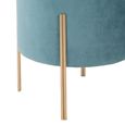 Tabouret design velours Art Deco Living - Bleu-2