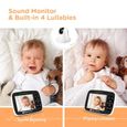 Babyphone vidéo Moniteur Bébé sans Fil avec Rotation 360°, Zoom Panoramique à Distance Vision Nocturne Surveillance de la Températur-2