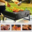 Taille Black grils pliants portables en acier inoxydable, petite cuisinière pour Barbecue à charbon de bois, Patio, Camping, pique-2