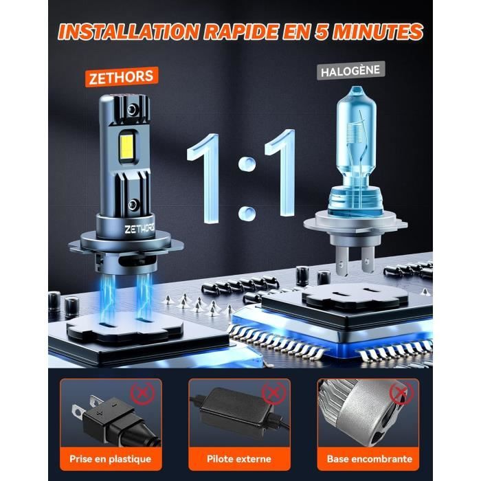 Pulilang - Kit 2 Lampadine LED H7 | 80W 26000LM 6500K, Luce Bianca Fredda - Foto 5