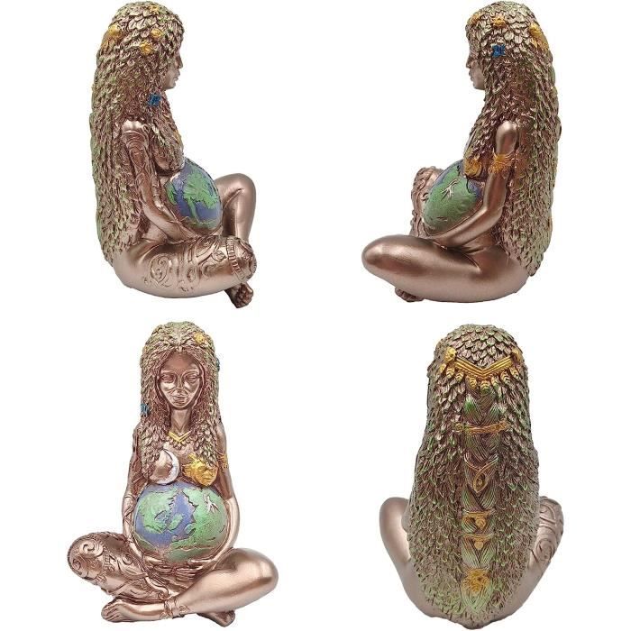 Statuette Gaia Déesse Terre - Résine Bronze - Décoration Jardin Ou Intérieur