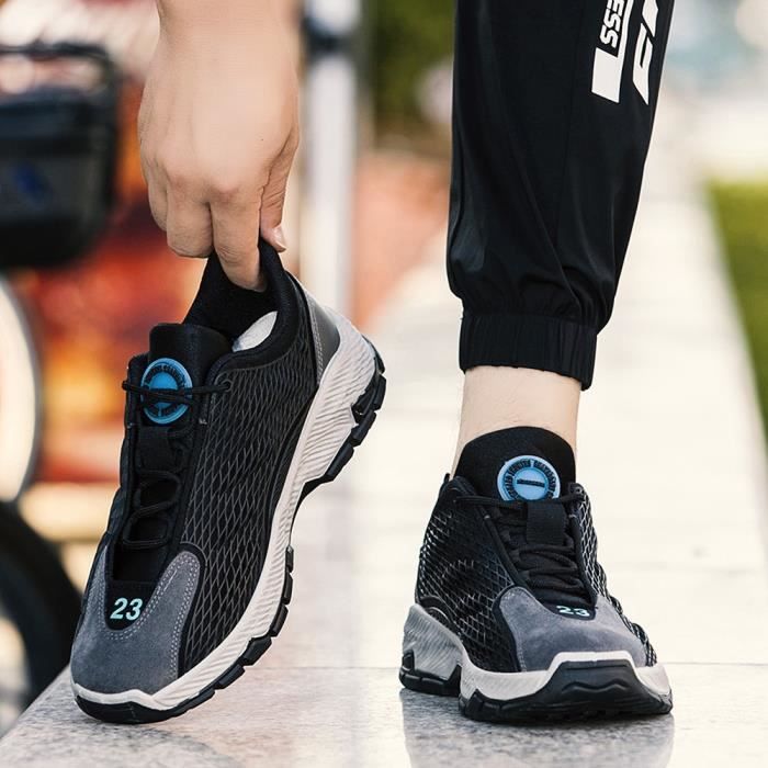 Baskets homme Chaussures de sport outdoor respirant Noir Daim Talon bas Taille 39 47 Noir Cdiscount Chaussures