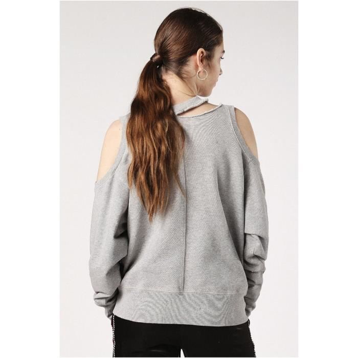Sweat d chir Diesel Femme Gris Cdiscount Pr t Porter
