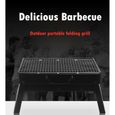 Taille Black grils pliants portables en acier inoxydable, petite cuisinière pour Barbecue à charbon de bois, Patio, Camping, pique-3