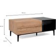 Table basse rectangulaire NOLA - Décor chêne et noir - 1 tiroir - Style industriel - L100xP55xH40cm-3