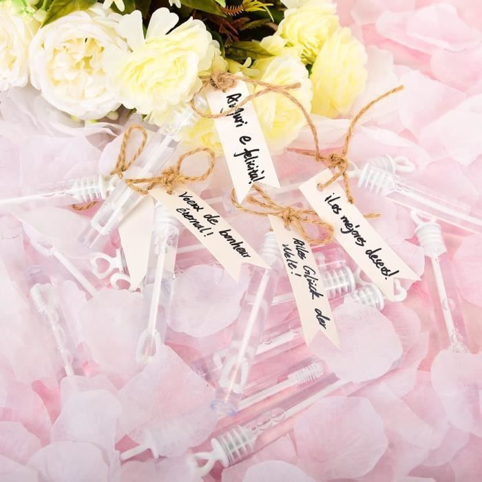 24 Tubes à Bulles De Mariage Avec Poignée Cœur - Alternative Aux Pétales De Rose - Pour Cérémonie, Anniversaire