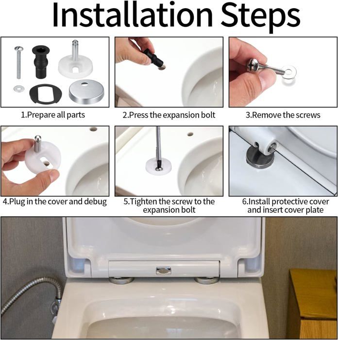 Kit De 6 Vis D’expansion Pour Abattant WC – Acier Inoxydable, Caoutchouc – Fixation Rapide, Universelle Pour Sièges Standards