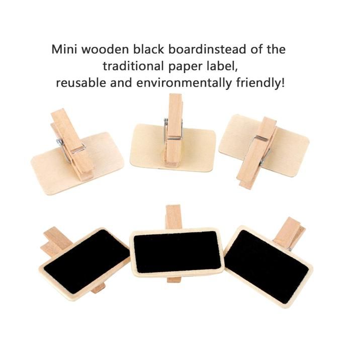 Mini Tableau Mini Tableau Noir, 100Pcs Tableau Noir en Bois, Mini Panneau d ...