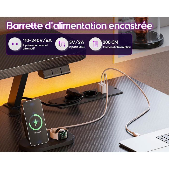 Bureau Gaming En Forme De L Avec Lumières LED Et Prises De Courant Bureau Dordinateur Pour Bureau A Domicile Avec Support Marron Rustique 91791730