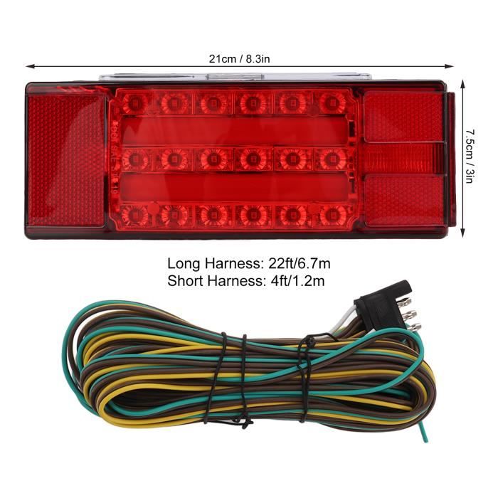 Feu arrière LED carré 12V (gauche ou droite) 4 fonctions 