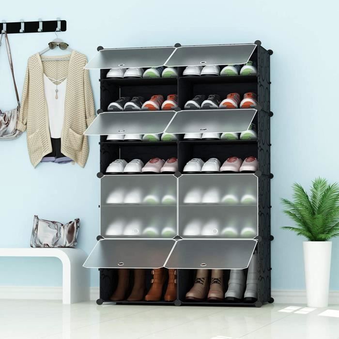 Étagère à Chaussures 4 Niveaux 90x30.5x84.5 Cm - Rangement Empilable Sans Outils, Pour Entrée Ou Salon