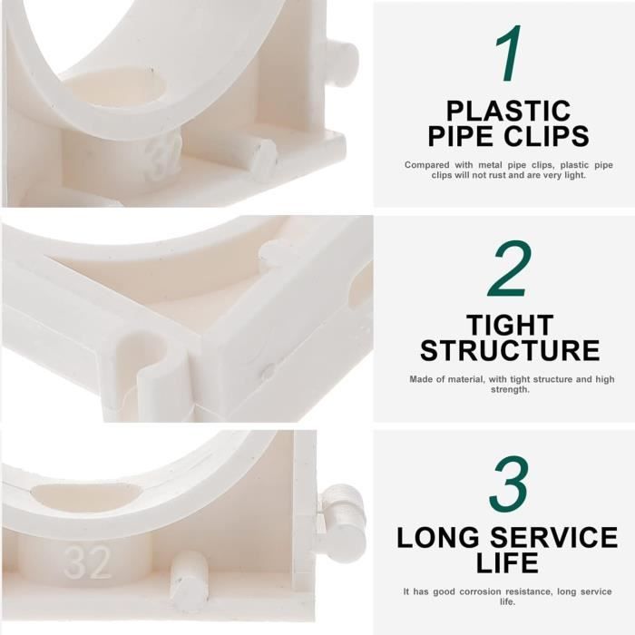 50 Colliers De Serrage PVC 16mm - Fixation Pour Tuyaux D'eau Et Câbles - Blanc, Résistant à -30°C à 110°C