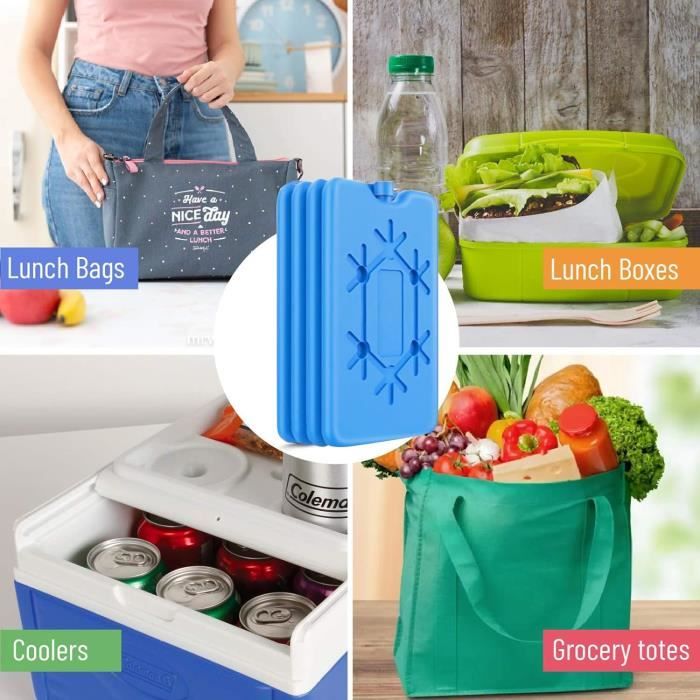 Lot 8 Mini Blocs Réfrigérants – Packs De Glace Pour Sacs Déjeuner, Longue Durée 6-8h, Petits Pour Enfants Et Bureau (Colorés)