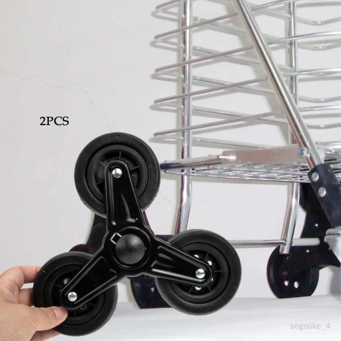 Lot De 2 Roues De Rechange 170 Mm Pour Chariot De Courses – Trou De 8 Mm, Robuste Et Facile à Installer, Noir