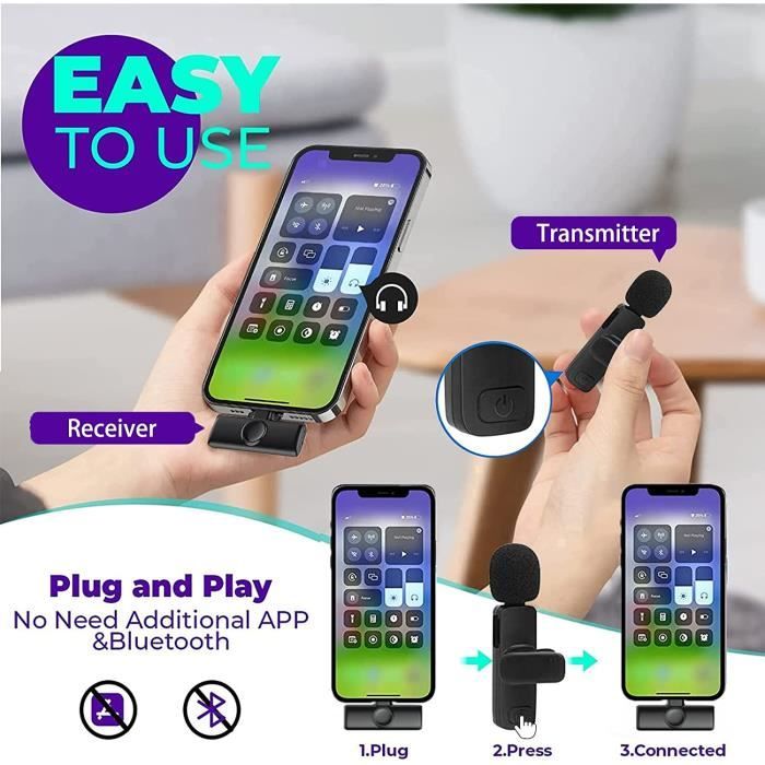 Micro Cravate Sans Fil Avec Boîtier De Charge - Réduction De Bruit, 36h Autonomie, Compatible IPhone/Android