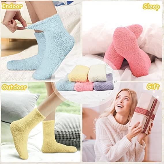 Chaussette Chaudes Femme 5 Paires Chaussette Hiver Corail